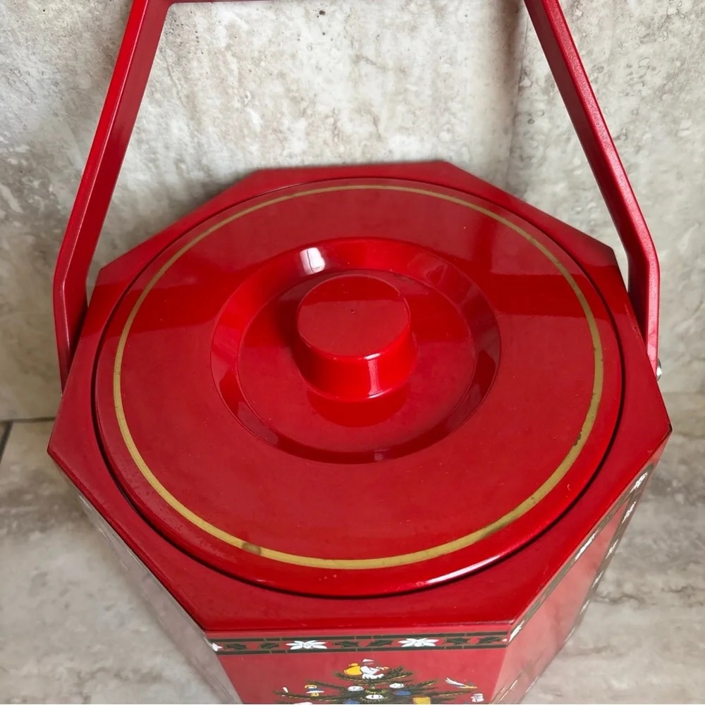 Vintage TOYO JAPAN Christmas Tree Ice Bucket with Removable Bucket Red
